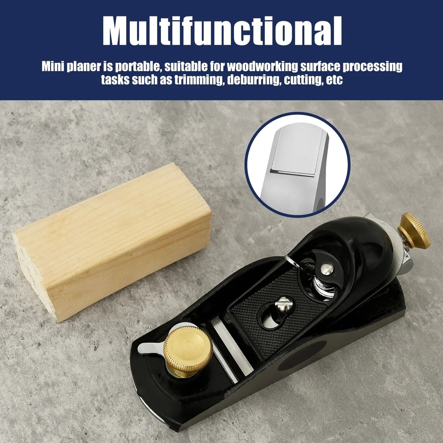 Wood Planer Carbon Steel Mini Hand Planer Adjustable Cutting Depth 3