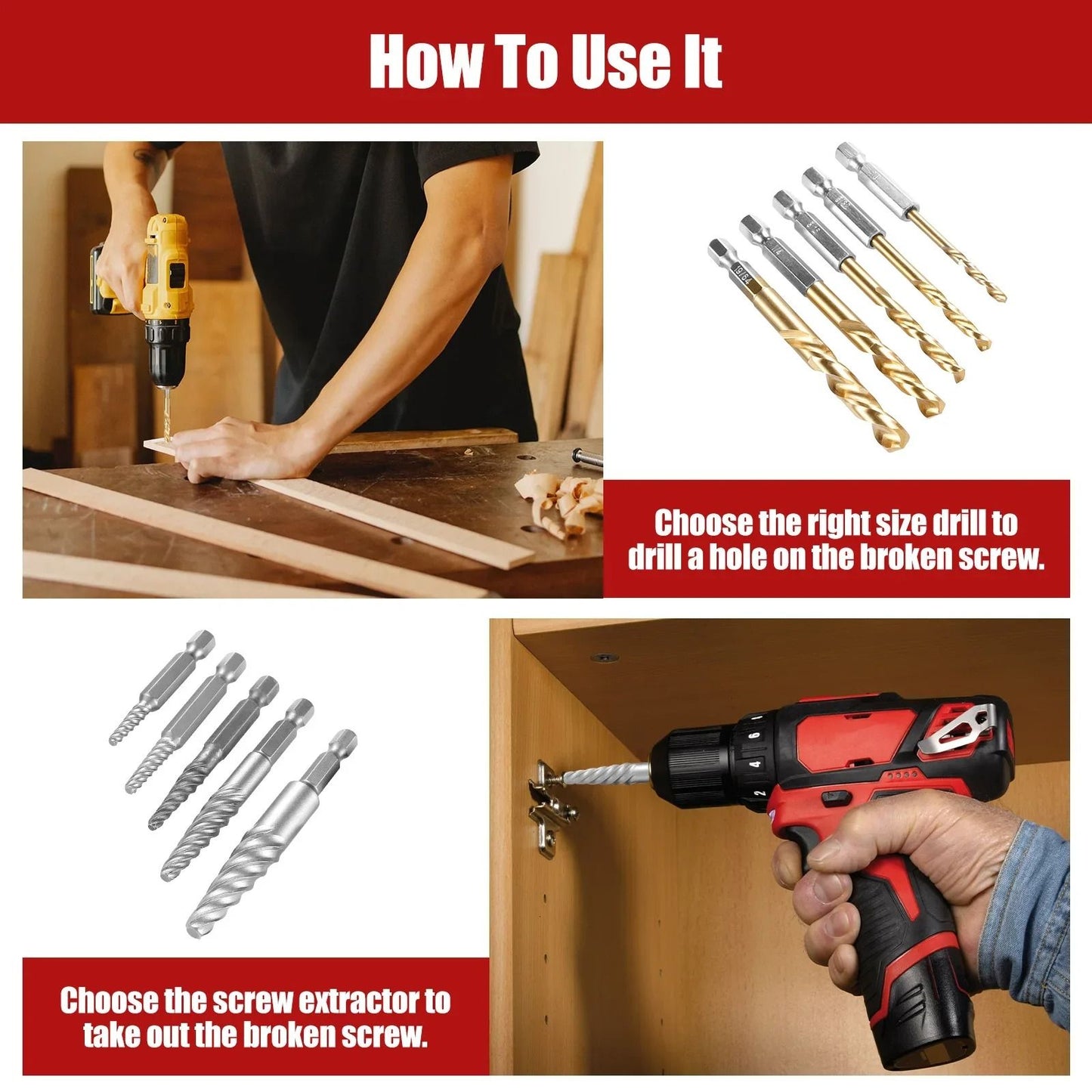 Screw Extractor Kit Carbon Steel Hex Bolt Extractor And Drill Bit Set 11 Piece 2