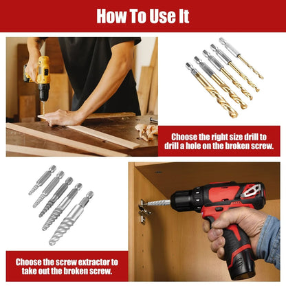 Screw Extractor Kit Carbon Steel Hex Bolt Extractor And Drill Bit Set 11 Piece 2