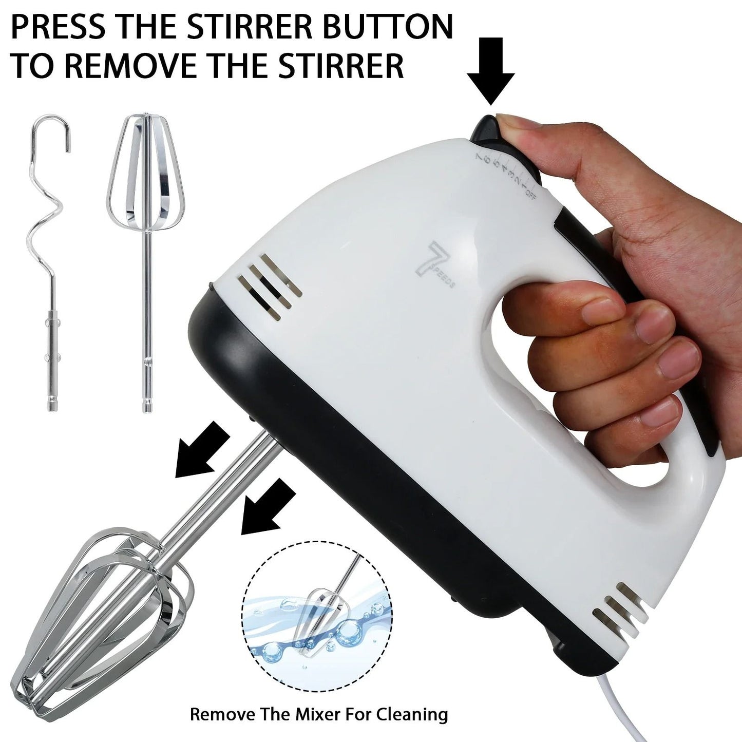 7 Speed Electric Mixer Household Handheld Food Blender And Dough Mixer 3