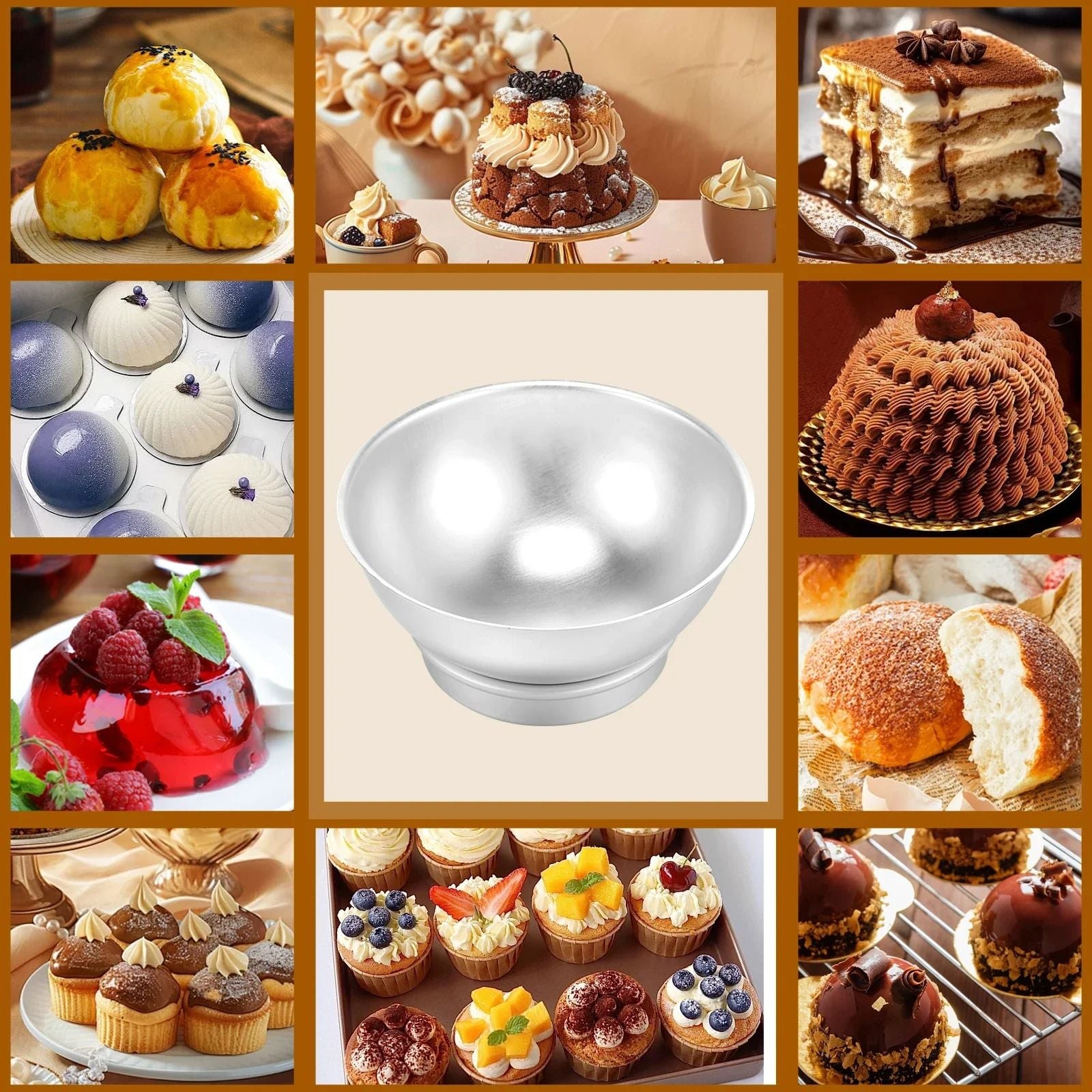 Half Ball Cake Pan Mold Aluminum Alloy Hemisphere Baking Pan Set 2 Piece 3