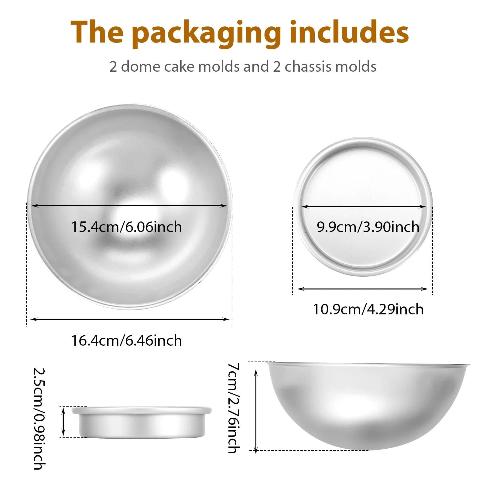 Half Ball Cake Pan Mold Aluminum Alloy Hemisphere Baking Pan Set 2 Piece 4