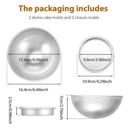 Half Ball Cake Pan Mold Aluminum Alloy Hemisphere Baking Pan Set 2 Piece 4