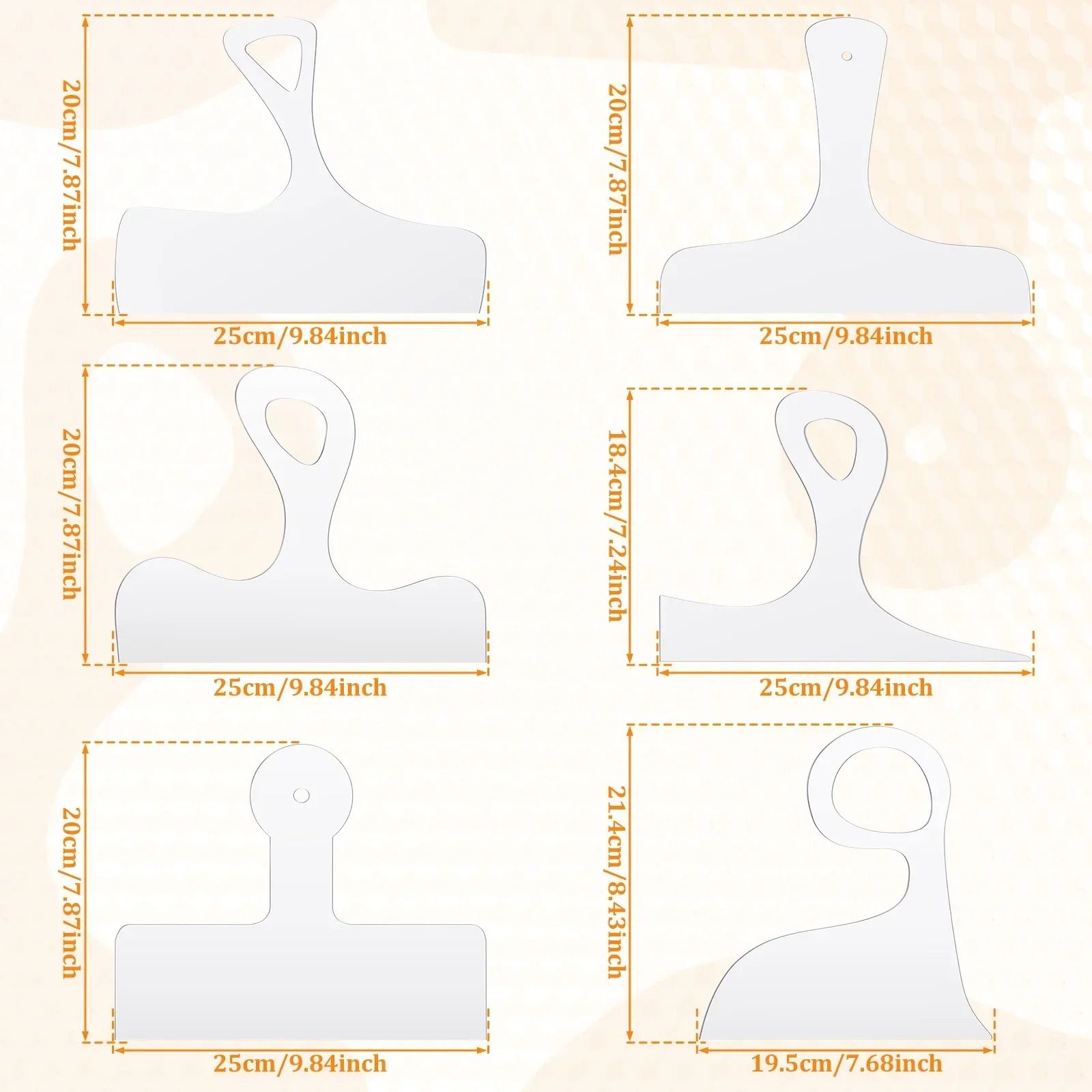 6 Piece Cutting Board Handle Template Set Acrylic Charcuterie Board Router Template 1
