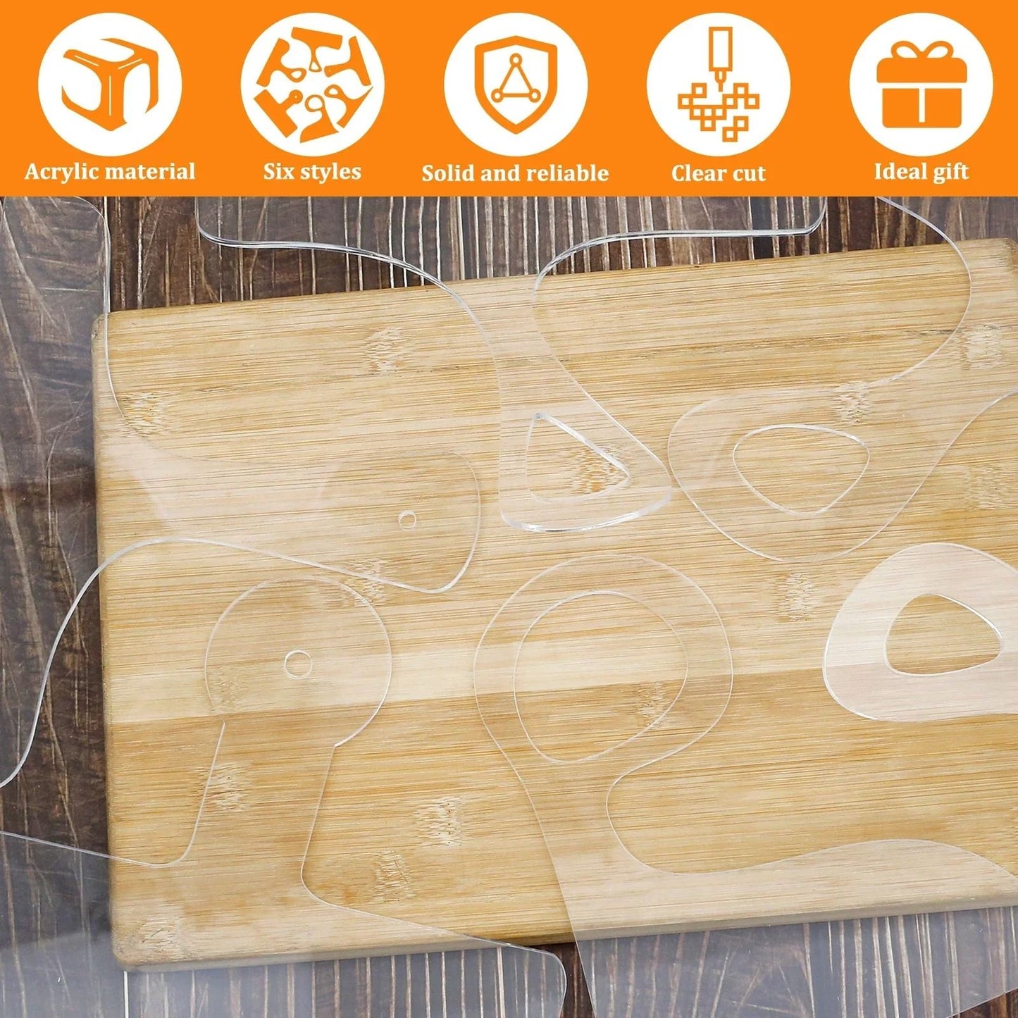 6 Piece Cutting Board Handle Template Set Acrylic Charcuterie Board Router Template 2