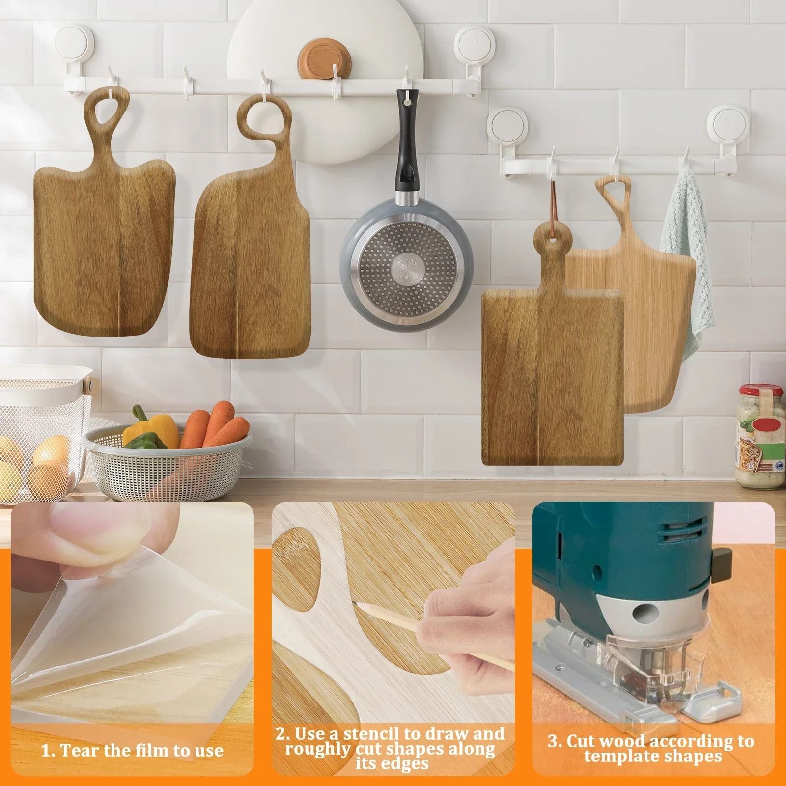 6 Piece Cutting Board Handle Template Set Acrylic Charcuterie Board Router Template 5