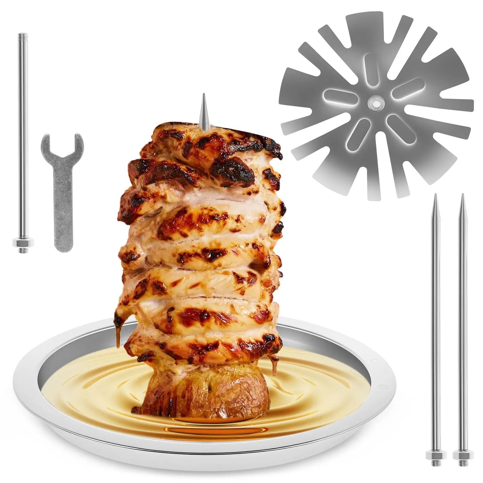 Al Pastor Skewer Stainless Steel Vertical Skewer with Tray Roasted Chicken Stand