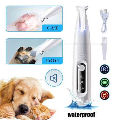 Waterproof Pet Paw Trimmer with LED Light and Display for Safe Precise Grooming