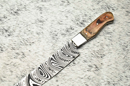 Handmade Damascus Steel Blade Chef Full Tang Knife  Professional Kitchen Cooking Knife 1