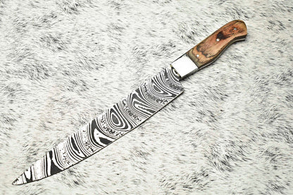 Handmade Damascus Steel Blade Chef Full Tang Knife | Professional Kitchen Cooking Knife