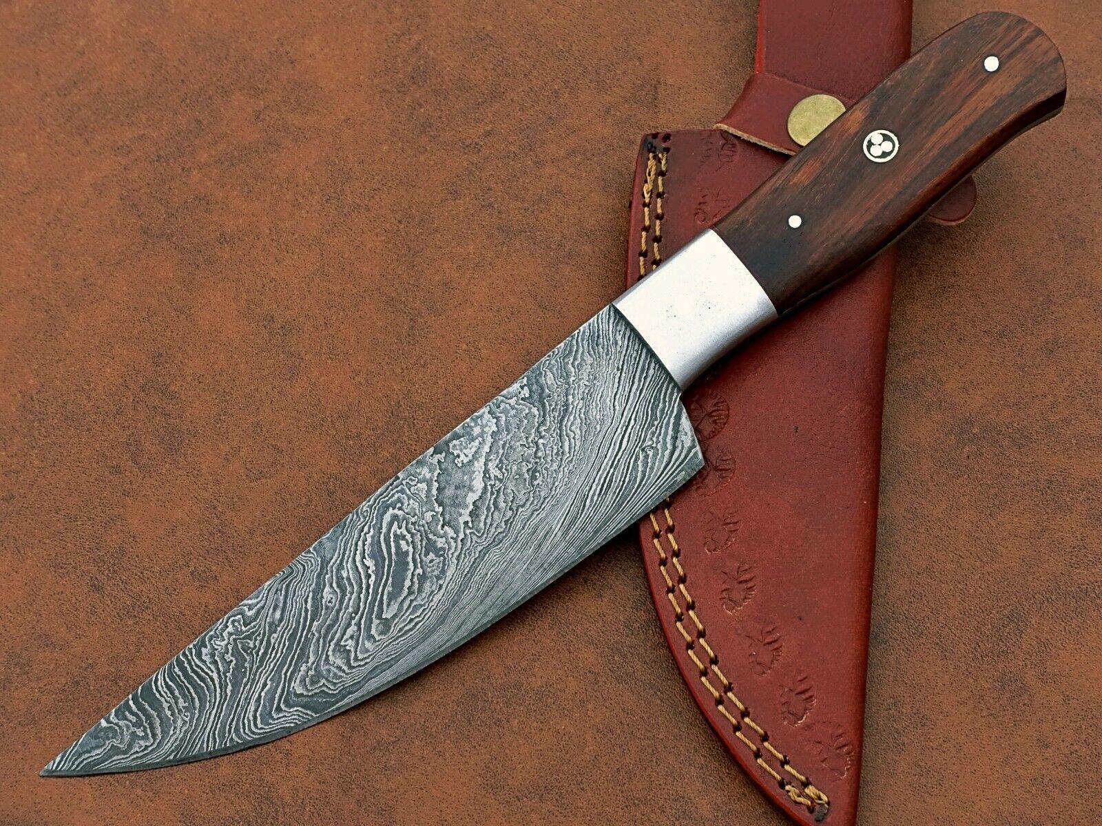 Custom Handmade Damascus Steel Chef Knife  Full Tang Kitchen Knife  Professional Cooking Blade 1