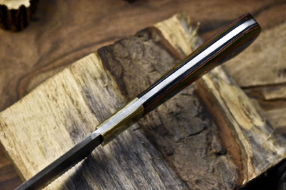 9 Custom Handmade Damascus Chef Knife  Twist Pattern Blade  Brass Bolster  Hardwood Handle 2