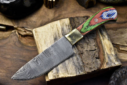 9" Custom Handmade Damascus Chef Knife | Twist Pattern Blade | Brass Bolster & Hardwood Handle