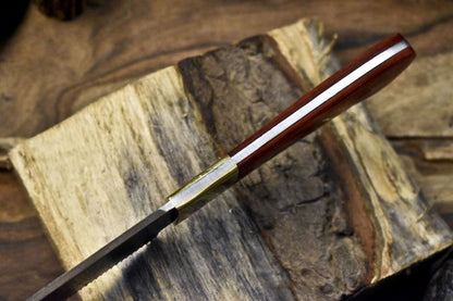 Handmade Damascus Chef Knife  Hardwood Handle With Brass Bolster  Compact Kitchen Knife 2