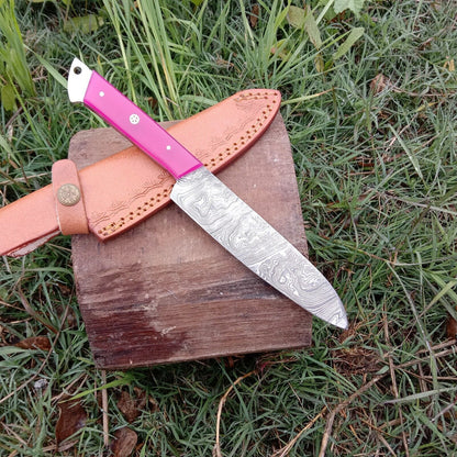 Custom Handmade Damascus Steel Chef Knife | Resin Handle Kitchen Knife | 10.5" Full Tang