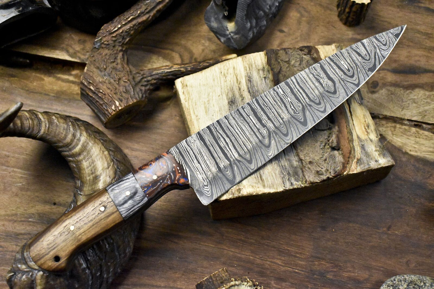 13 Handmade Damascus Chef Knife  Twist Pattern  Micarta Bolster  Kitchen  Hunting Knife 1