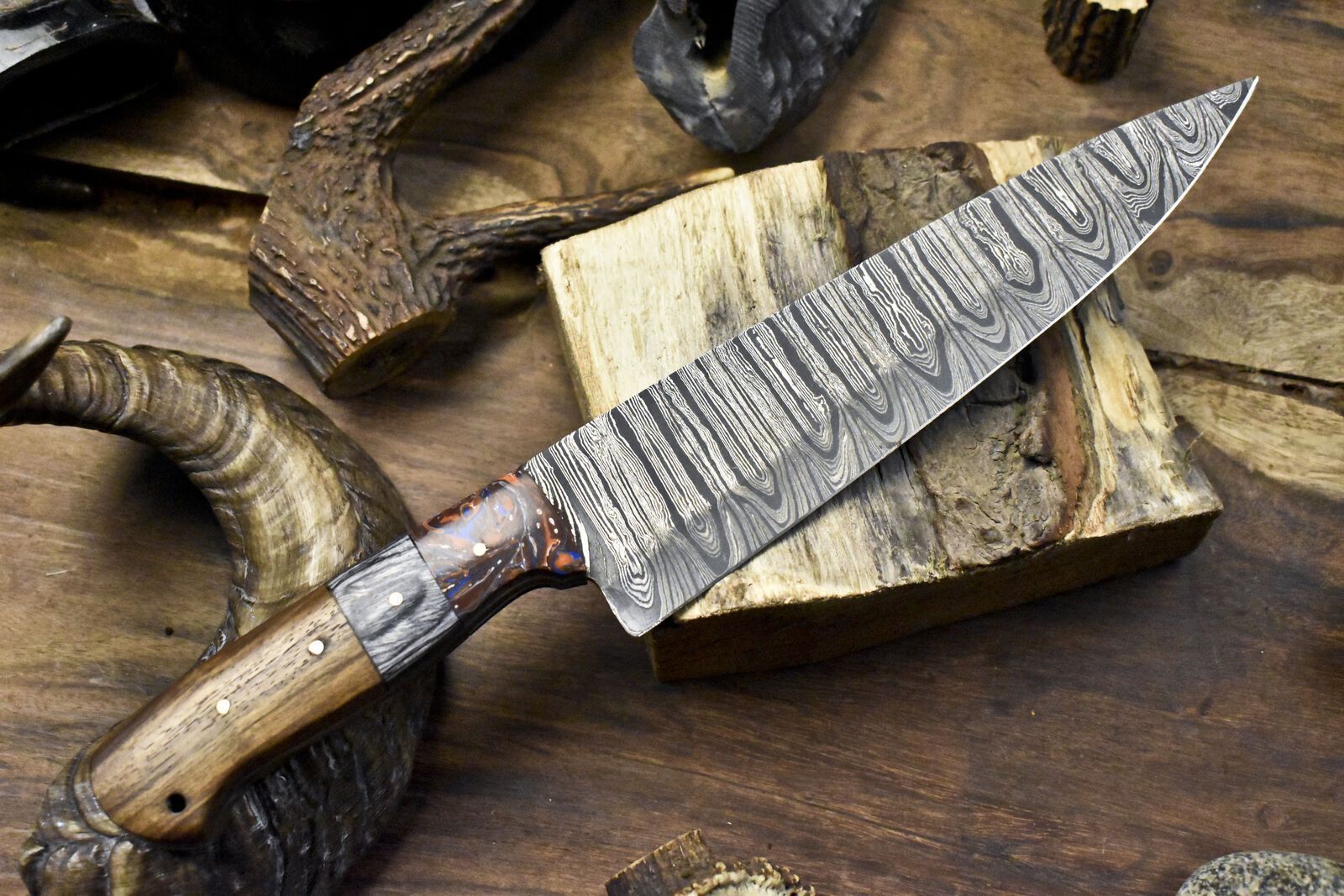 13 Handmade Damascus Chef Knife  Twist Pattern  Micarta Bolster  Kitchen  Hunting Knife 1
