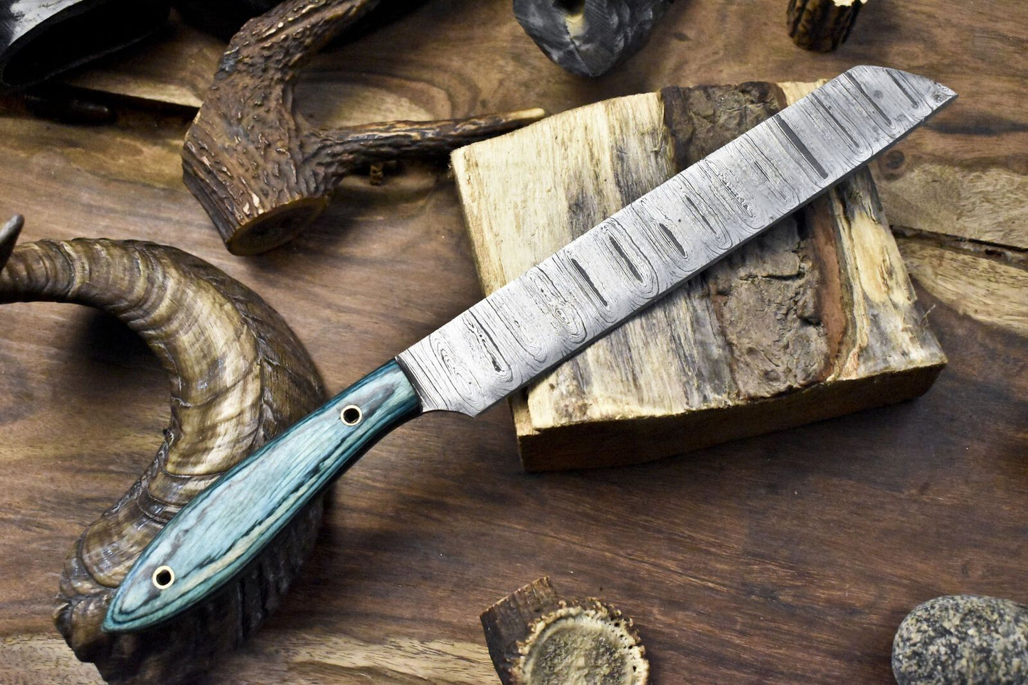 Hand Forged Damascus Chef Knife  Twist Design Blade  Hard Wood Handle  Professional Knife 1