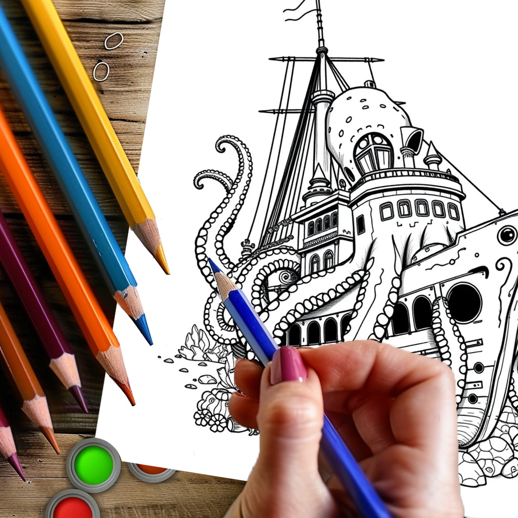 Original Underwater Sea Life Coloring Book for Adult, Colouring Book for Stress Relief, Drawing Supplies for Christmas