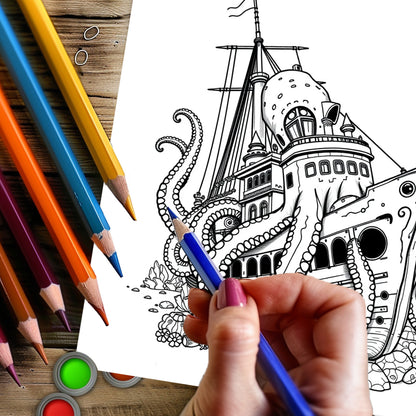 Original Underwater Sea Life Coloring Book for Adult, Colouring Book for Stress Relief, Drawing Supplies for Christmas