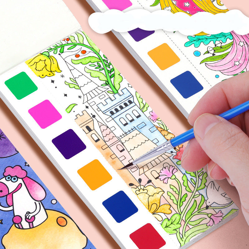 Childrens Watercolor Coloring Book, Built In Pens, Christmas Gifts, Easter And Thanksgiving Drawing Toys
