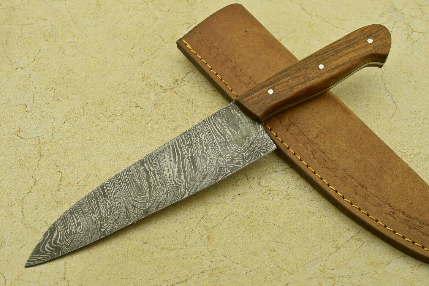 Custom Handmade Forged Damascus Steel Chef Knife With Rosewood Handle 1