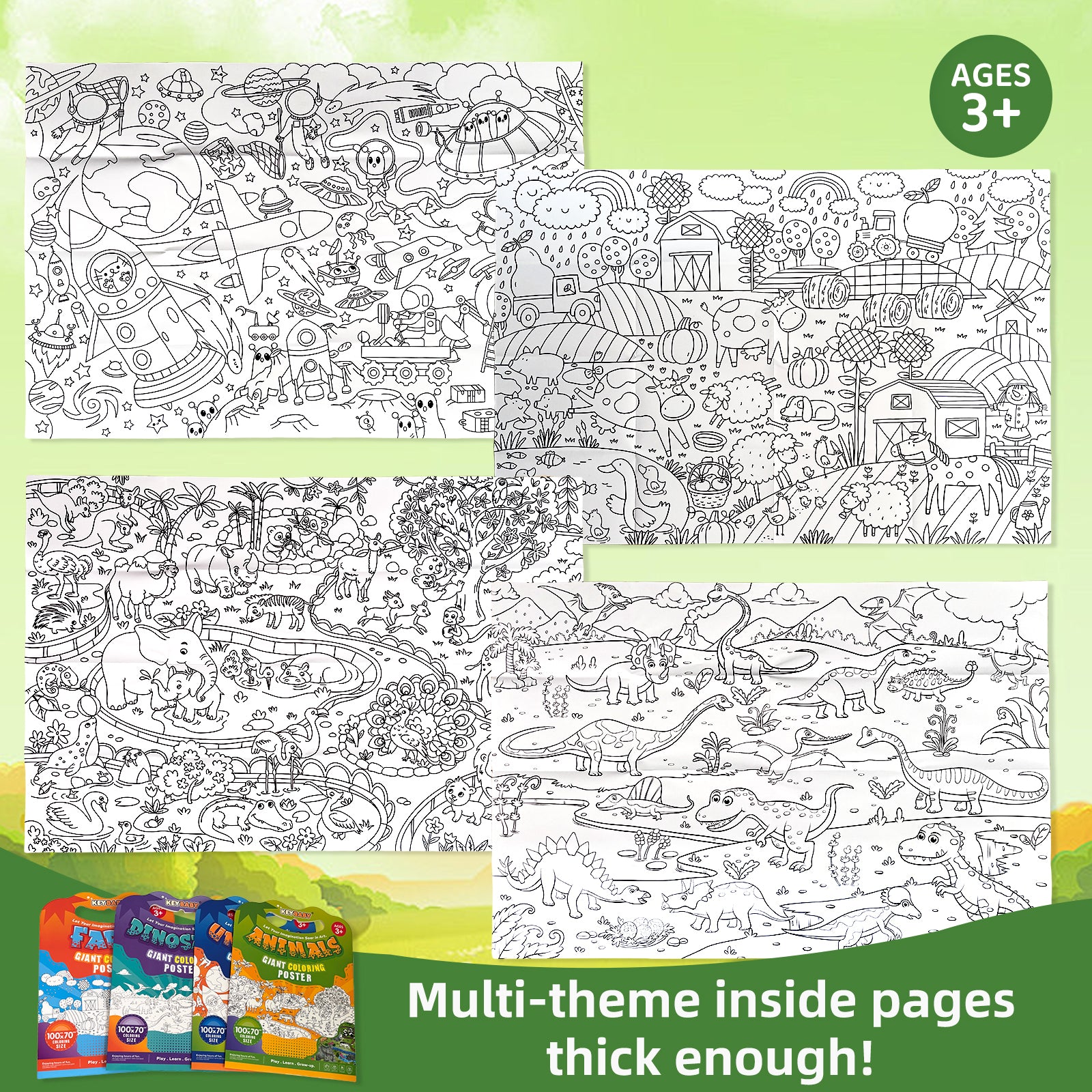 Giant Children's Coloring Poster, Stimulating Artistic Creativity for Learning and Growing Through Fun