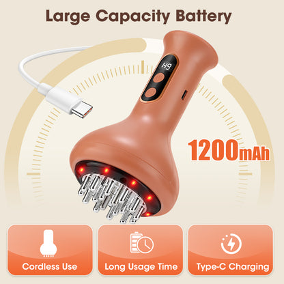 Microcurrent Vibration Hot Compress, Electric Meridian Brush, Cupping Massager, Scraping Lymphatic Drainage Fat Burner