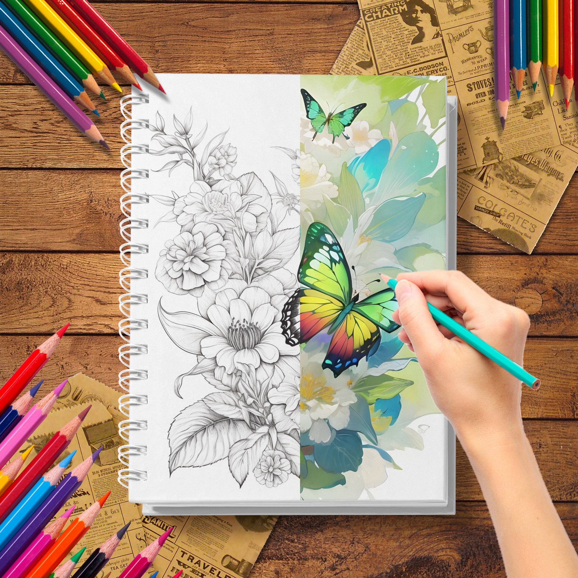 Butterfly Theme Adult Coloring Book, with Thick Paper Quality, A Warm Hearted Gift for Relaxation