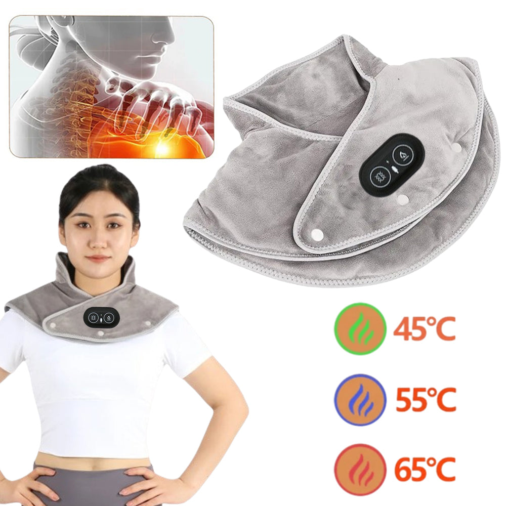Three Gear Thermal Compress Massager, Electric Heating Shoulder Neck Pad, Cervical Wrap Vibration Shawl, Warm Back Relax