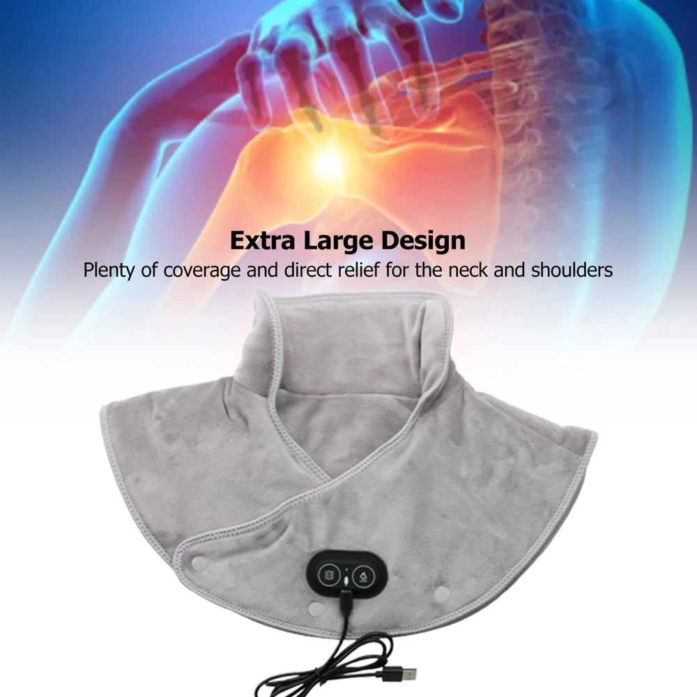 Three Gear Thermal Compress Massager, Electric Heating Shoulder Neck Pad, Cervical Wrap Vibration Shawl, Warm Back Relax