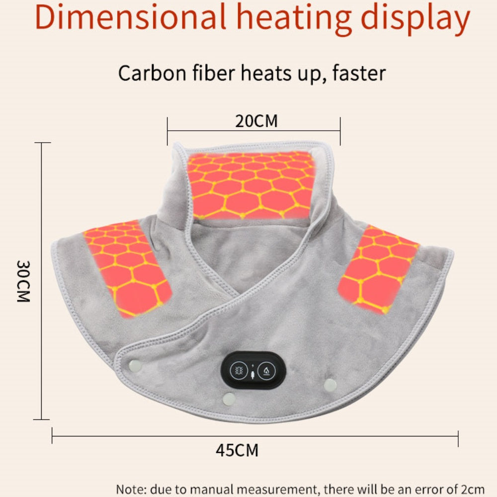 Three Gear Thermal Compress Massager, Electric Heating Shoulder Neck Pad, Cervical Wrap Vibration Shawl, Warm Back Relax