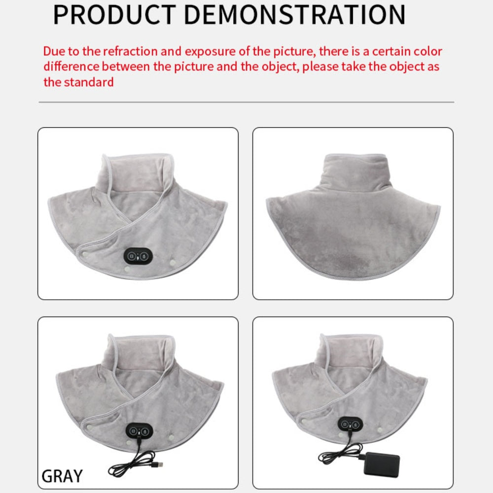 Three Gear Thermal Compress Massager, Electric Heating Shoulder Neck Pad, Cervical Wrap Vibration Shawl, Warm Back Relax