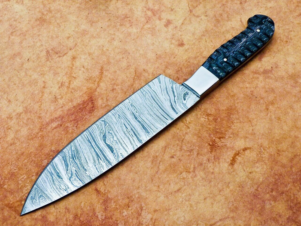 Handmade 13 Damascus Steel Chef Knife  Professional Kitchen Knife With Hard Wood Handle 1