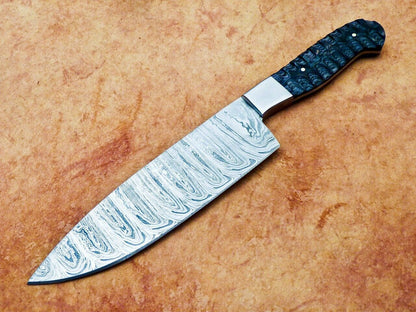 Handmade 13 Damascus Steel Chef Knife  Professional Kitchen Knife With Hard Wood Handle 2