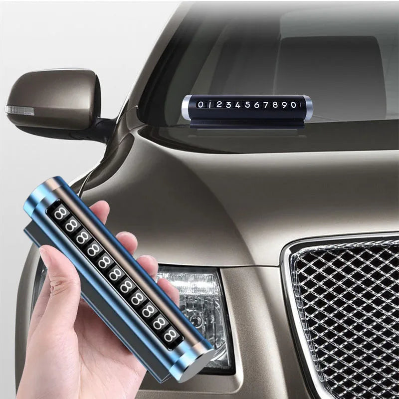 Universal Metal Rotate Parking Card, Car Phone Number Plate, Aluminum Auto Park Stop Sticker