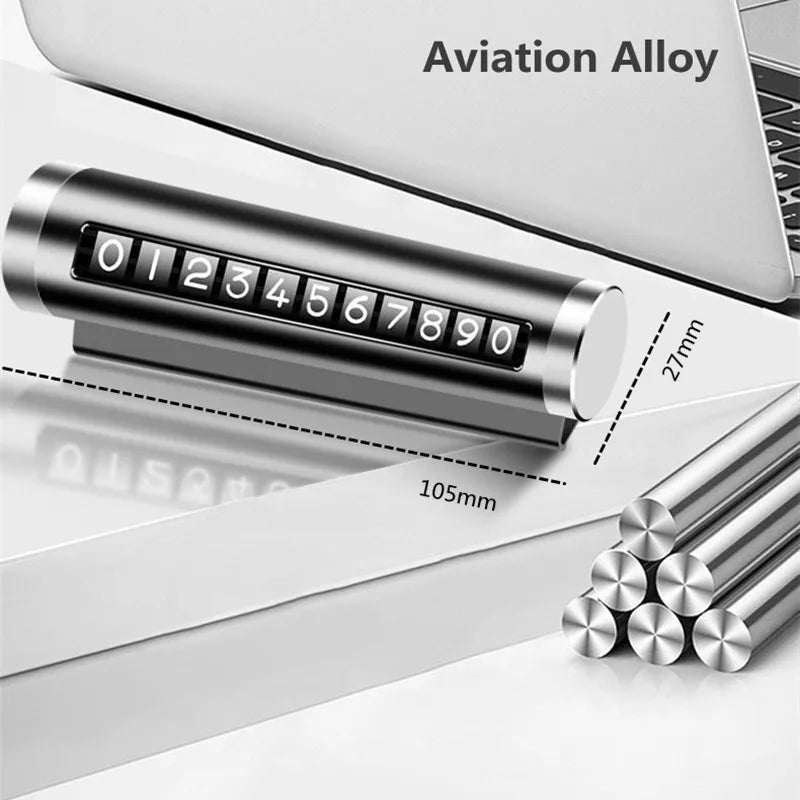 Universal Metal Rotate Parking Card Car Phone Number Plate Aluminum Auto Park Stop Sticker 3