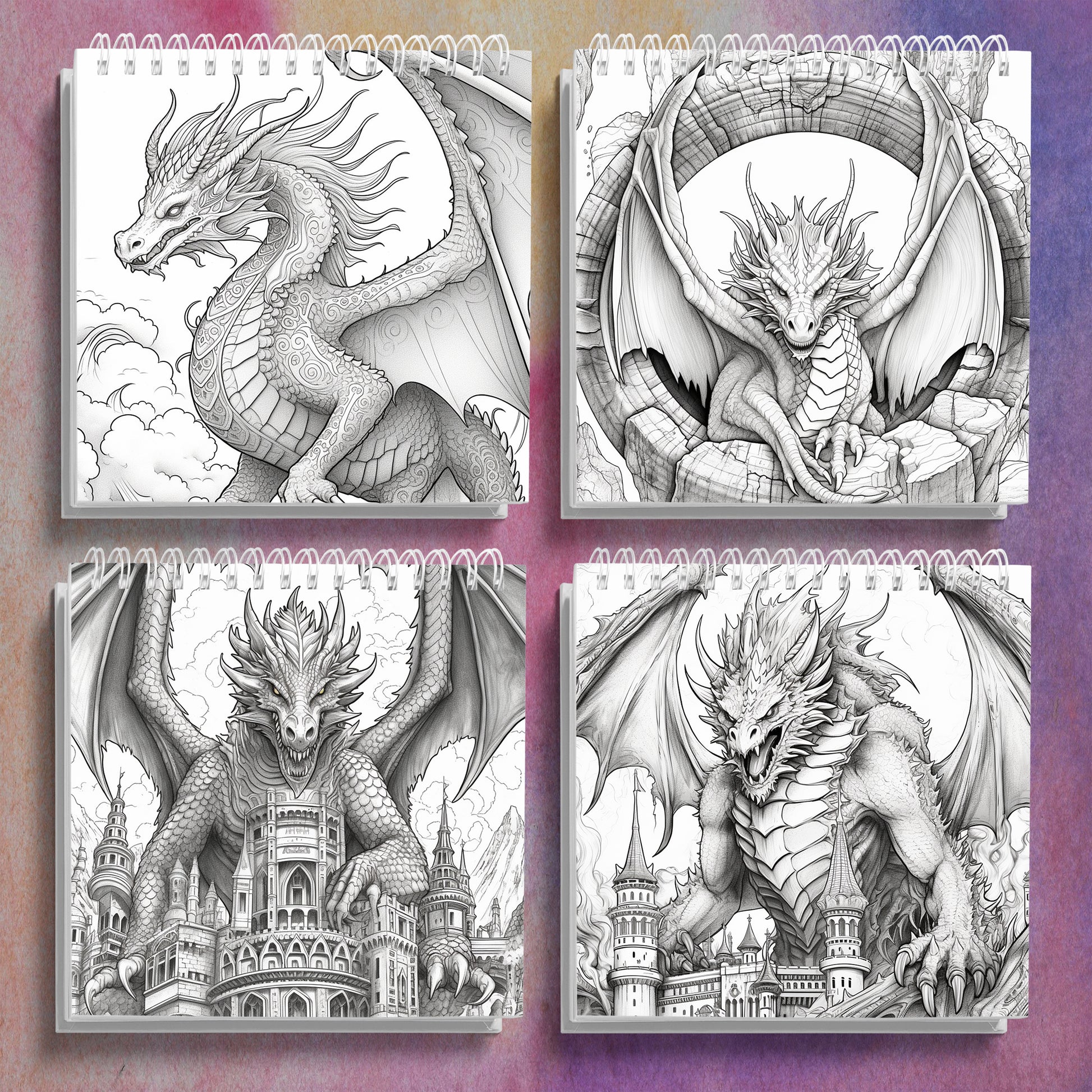 Mythical Creatures Coloring Book for Adults, Featuring Dragons, An Ideal Gift for Stress Relief