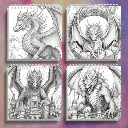 Mythical Creatures Coloring Book for Adults, Featuring Dragons, An Ideal Gift for Stress Relief