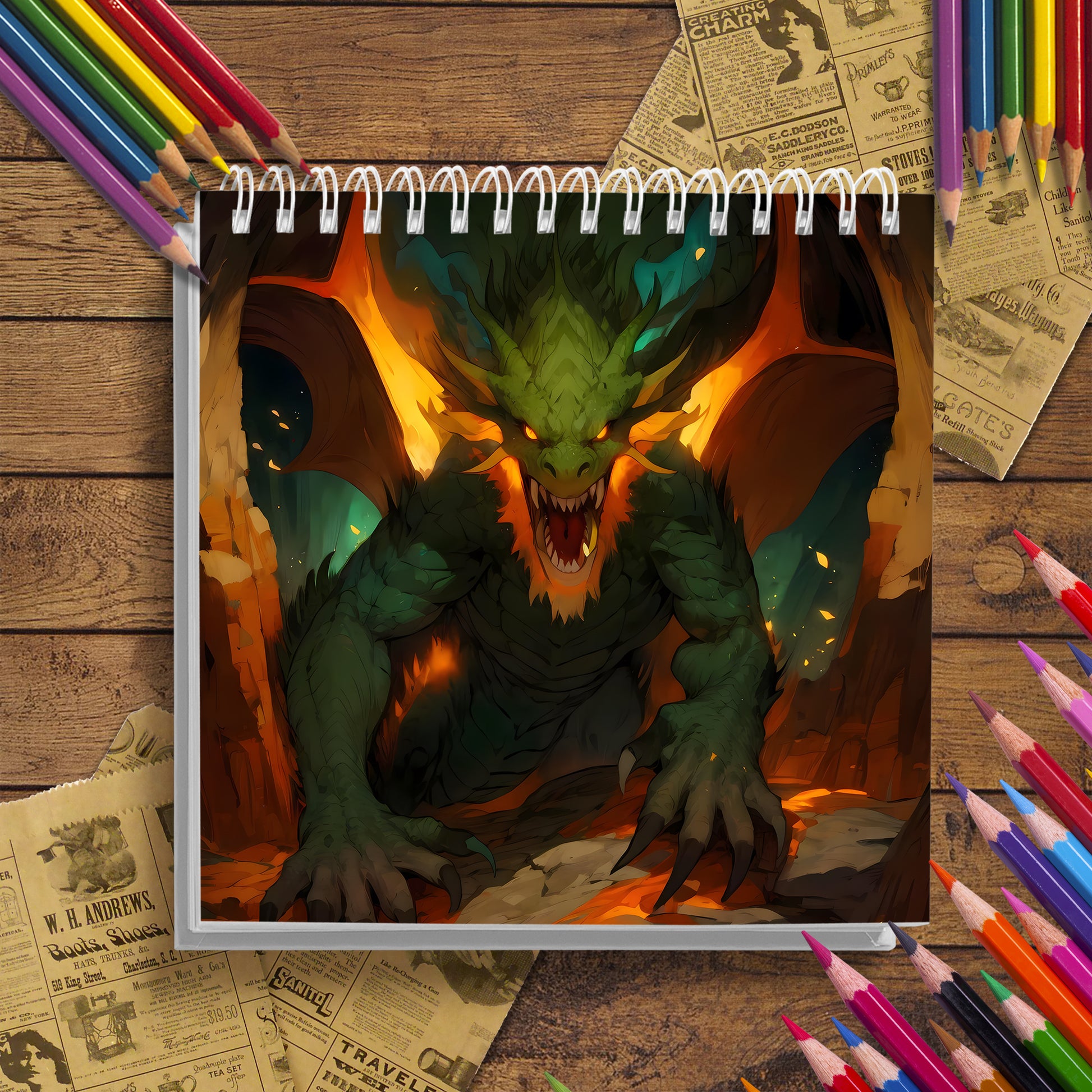 Mythical Creatures Coloring Book for Adults, Featuring Dragons, An Ideal Gift for Stress Relief