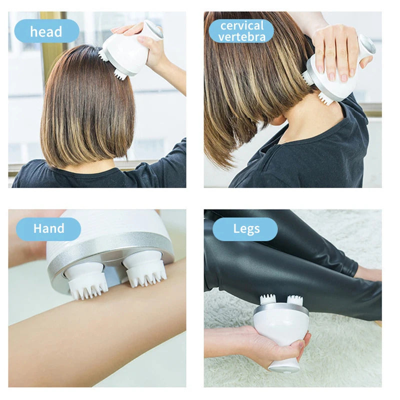 Cordless Hair Scalp Massager Electric, Portable Handheld Head Scratcher, 4 Kneading Massage Nodes for Stress Relief