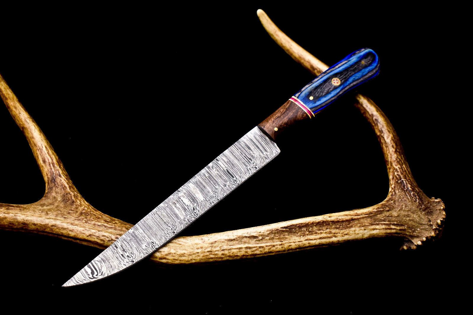 12" Custom Handmade Damascus Steel Chef Knife | Full Tang Kitchen Blade