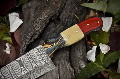 Hand Forged Twist Damascus Chef Knife  Bone  Wood Handle  13 Kitchen Knife 1