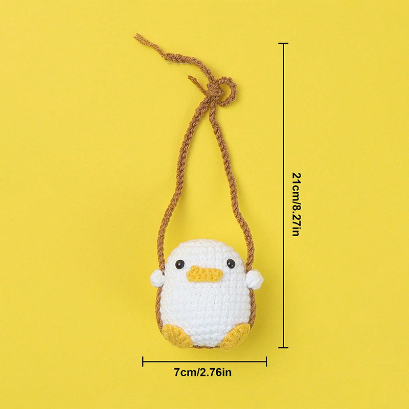 Crochet Frog And Duckling Car Pendant Cute Soft Yarn Animal Decor Rearview Mirror Gift Charm 5