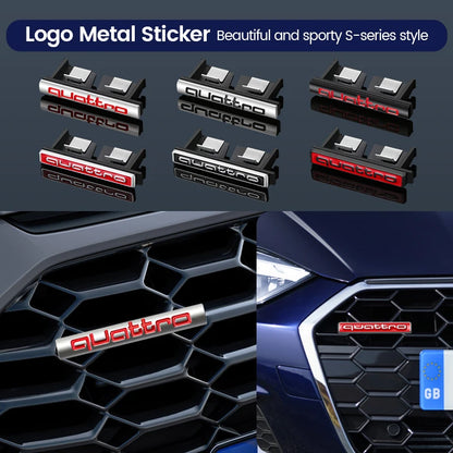 Quattro Logo Metal, Front Grill Badge, Car Emblem Sticker Decals