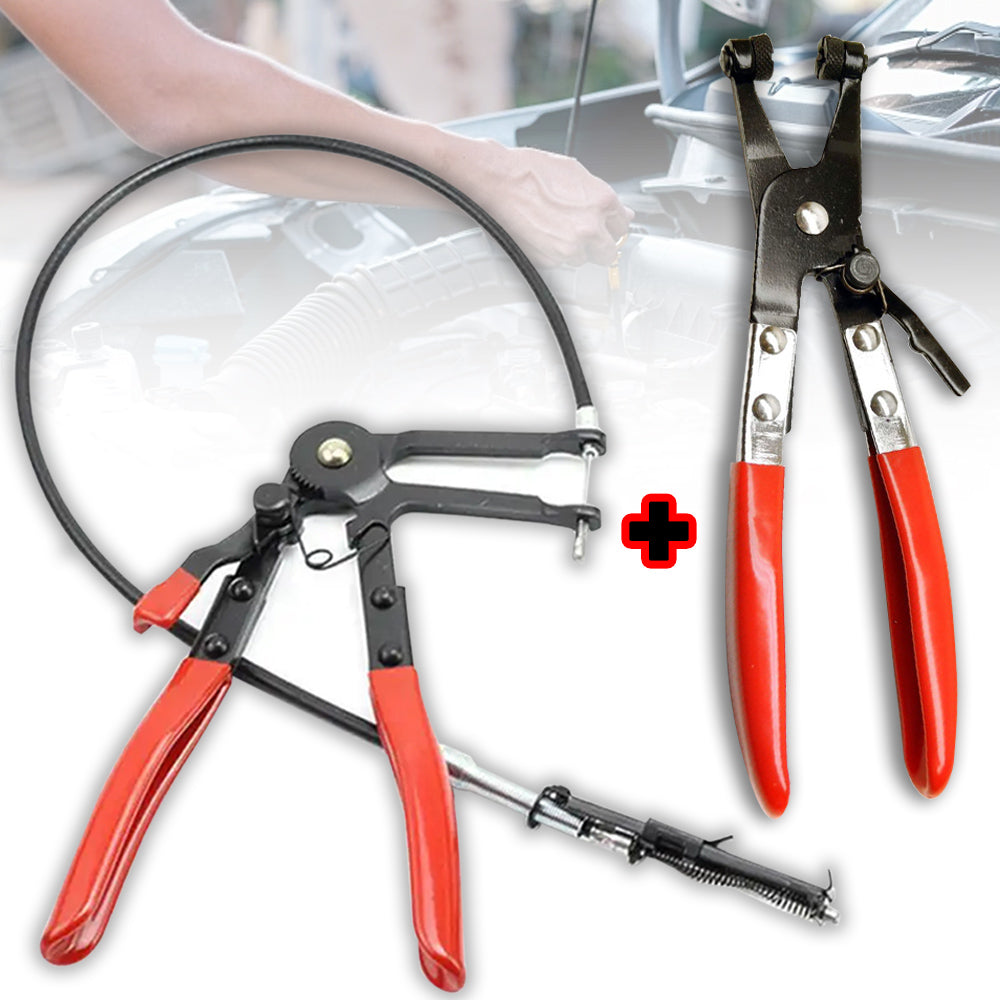 Car Hose Clamp Pliers Long Reach Remover Kit Radiator Heater Band Wire Spring Flat Large Clamp Tool 1
