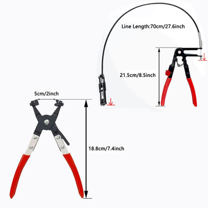 Car Hose Clamp Pliers Long Reach Remover Kit Radiator Heater Band Wire Spring Flat Large Clamp Tool 5