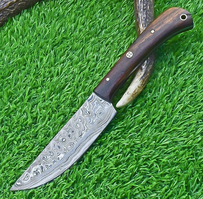 Stunning Hand Forged Damascus Steel Chef Knife | 9.5" Kitchen Knife with Natural Wood Handle