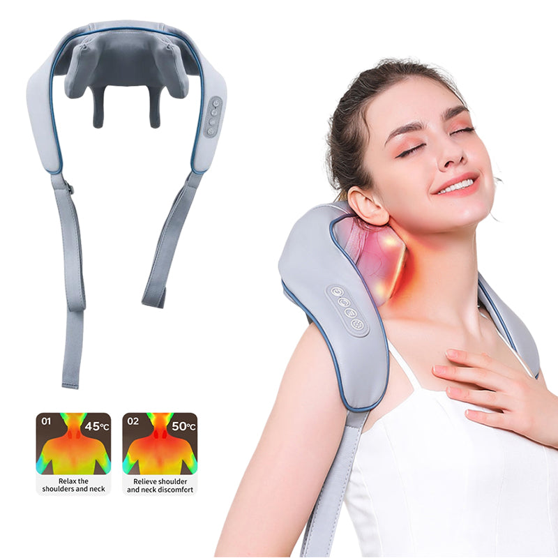 U-Shaped Deep Tissue Shiatsu Neck and Shoulder Massager, Multi-functional Electric Air Compress Kneading Back Massager
