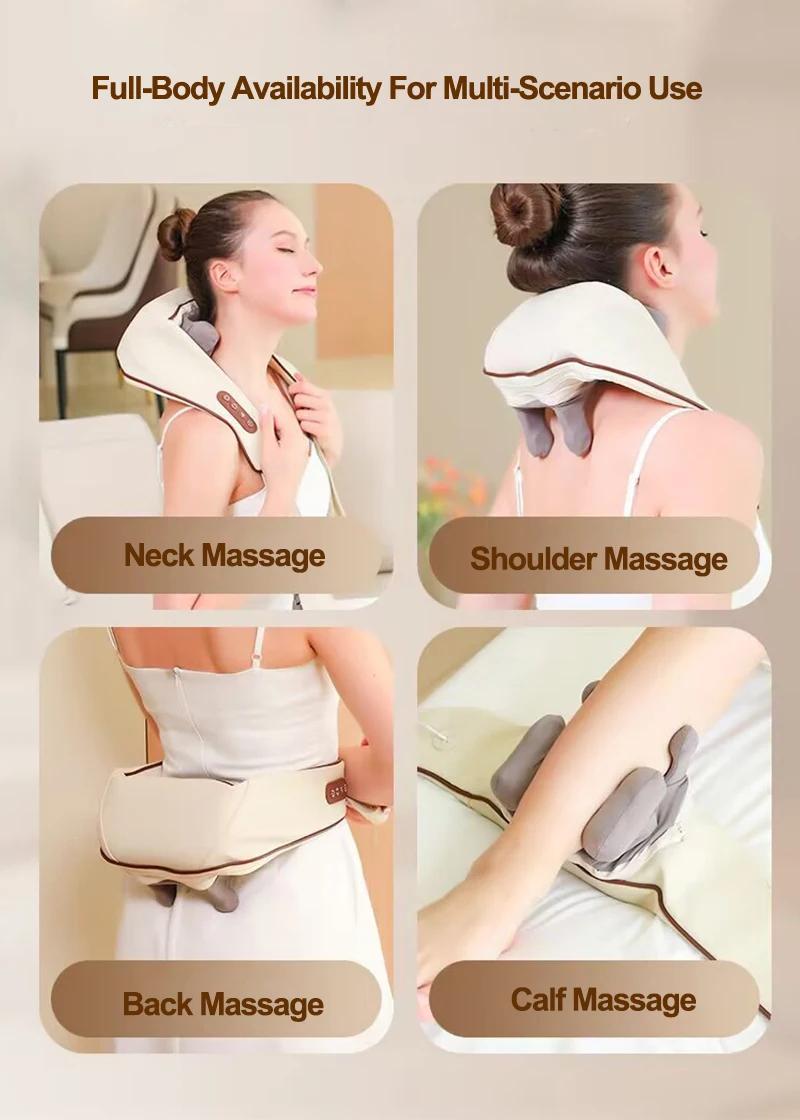 U-Shaped Deep Tissue Shiatsu Neck and Shoulder Massager, Multi-functional Electric Air Compress Kneading Back Massager